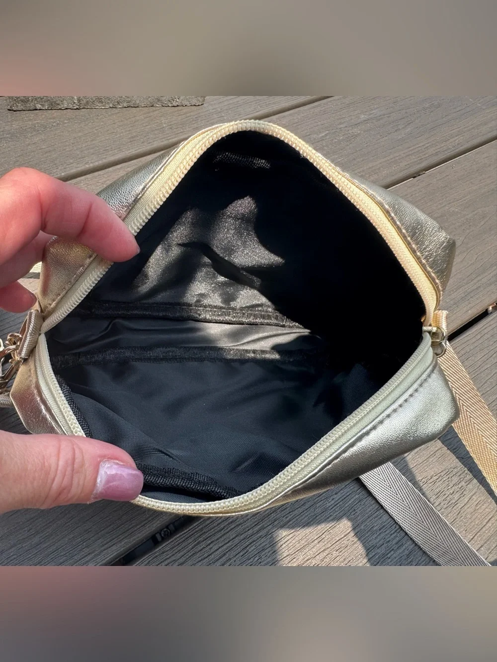 Metallic Quilted Crossbody Bag - Gold with 2 straps NWOT